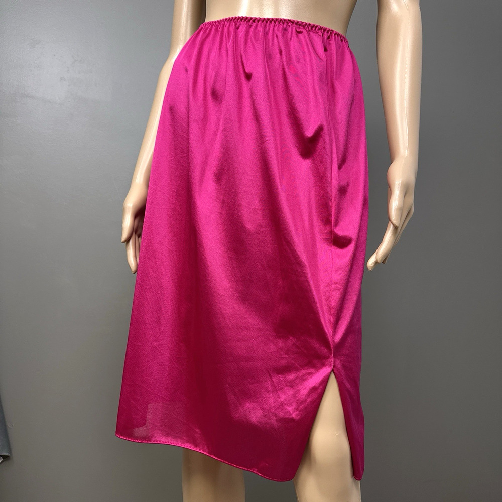 Vintage Bestform Half Slip Large Fuchsia Bright Pink Nylon Satin Sheen Slit